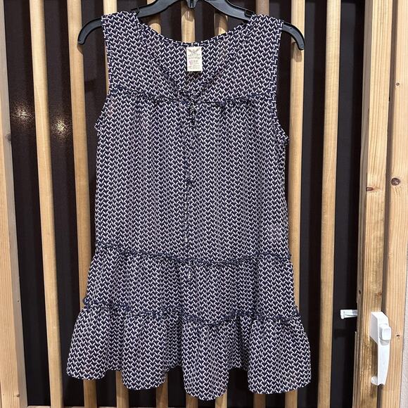 Faded Glory Dress Womens Small Blue Pink Sleeveless Tiered Ruffle Hem Sheer`1 - Picture 1 of 6